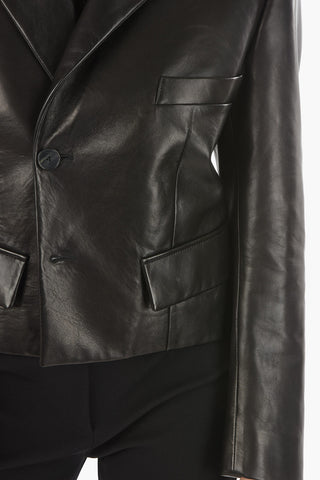Blazer Crop Foderato in Nappa con Taschino
