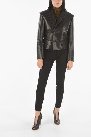 Blazer Crop Foderato in Nappa con Taschino