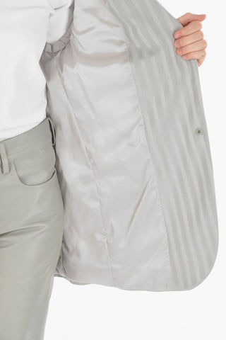Pinstriped Lined Blazer with Padded Shoulders