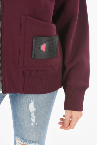 COACH X CHAMPION Front Zipped Fleece Cotton Hoodie