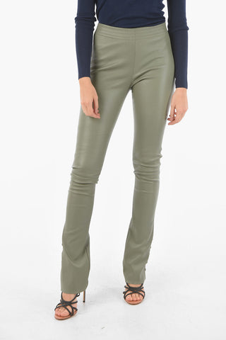 Pantaloni in Nappa con Bottoni alla Caviglia