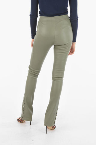 Pantaloni in Nappa con Bottoni alla Caviglia