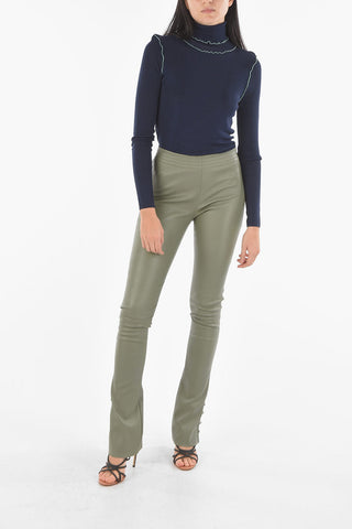 Pantaloni in Nappa con Bottoni alla Caviglia