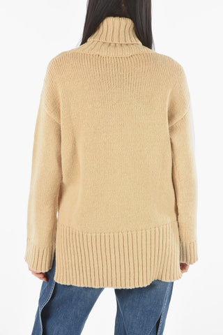Double Split Side Hem Turtleneck Sweater