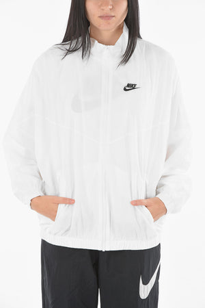 Solid-Color Windbreaker Jacket With Embroidered Logo