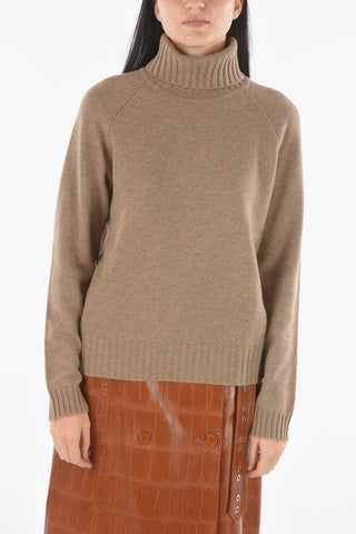 Turtleneck Ribbed Edge Cahsmere Sweater
