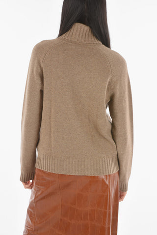 Turtleneck Ribbed Edge Cahsmere Sweater
