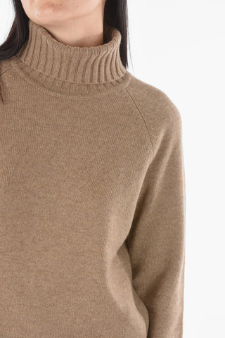Turtleneck Ribbed Edge Cahsmere Sweater