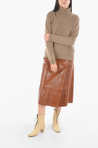 Turtleneck Ribbed Edge Cahsmere Sweater