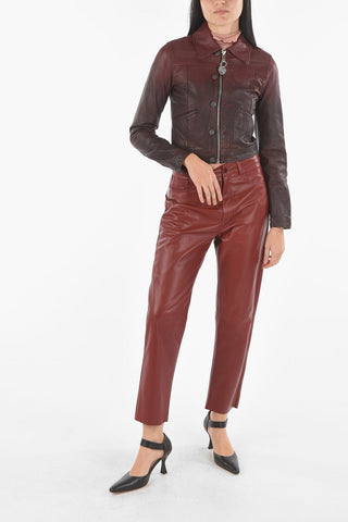 Giacca Crop L-SHAE in Pelle Martellata Full zip