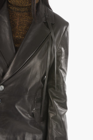 Blazer Foderato in Nappa con Lacci Decorativi