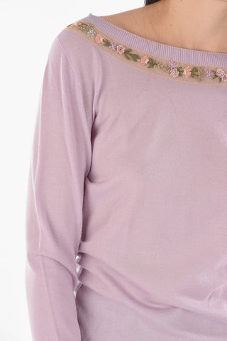 maglia in lana con scollo a barca