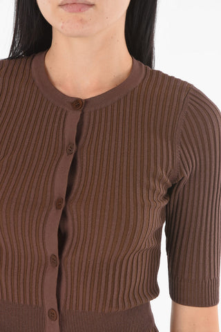 Ribbed Slim Fit Bodysuit with 3/4 Sleeve