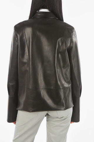 Soft Leather Shirt with Breast Pocket