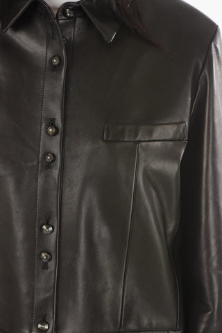 Soft Leather Shirt with Breast Pocket