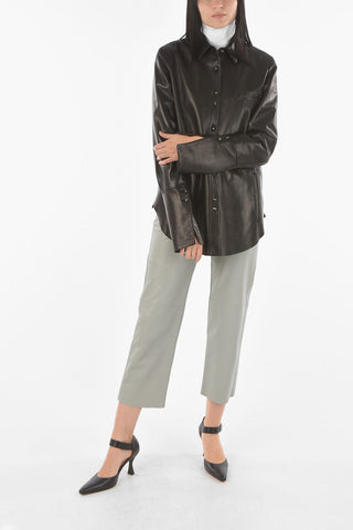 Soft Leather Shirt with Breast Pocket