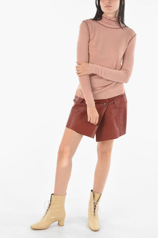 Pullover A Collo Alto Elasticizzato A Costine