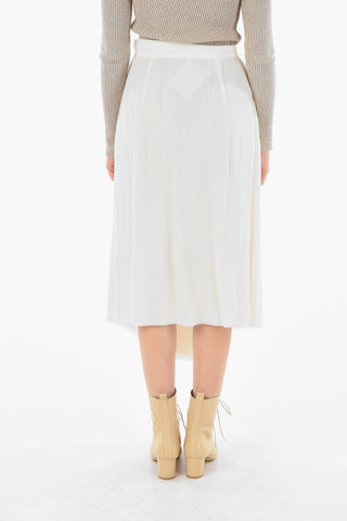 Front Pleated Asymmetric Midi Skirt