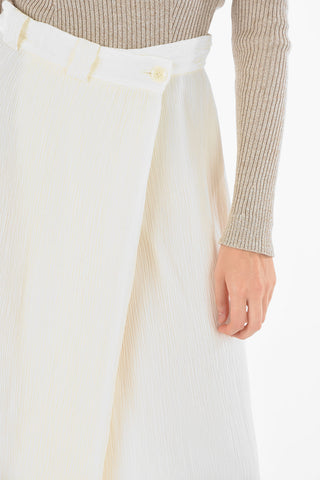 Front Pleated Asymmetric Midi Skirt