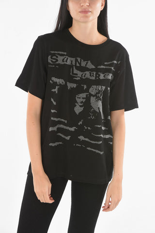 Crew Neck Front Embroidered T-Shirt