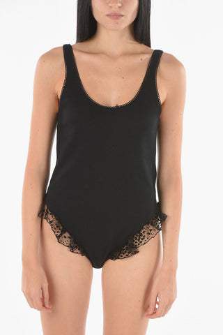 Ribbed bodysuit with Frill