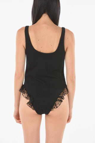 Ribbed bodysuit with Frill