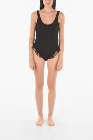 Ribbed bodysuit with Frill