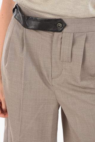Double-pleated Leather Belted Shorts