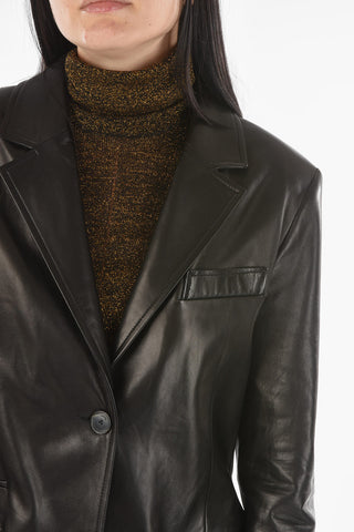 Blazer Foderato in Nappa con Spallini Imbottiti