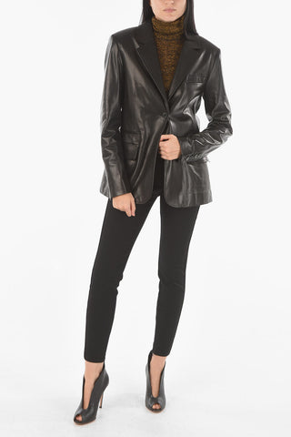 Blazer Foderato in Nappa con Spallini Imbottiti