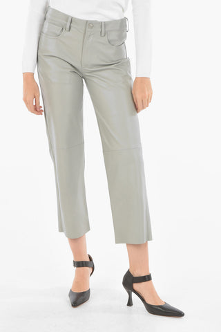 Soft Leather 5-pocket Pants with Belt Loops