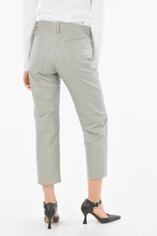 Soft Leather 5-pocket Pants with Belt Loops