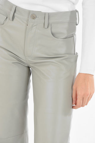 Soft Leather 5-pocket Pants with Belt Loops