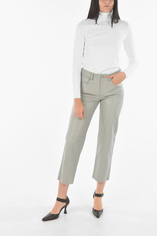 Soft Leather 5-pocket Pants with Belt Loops