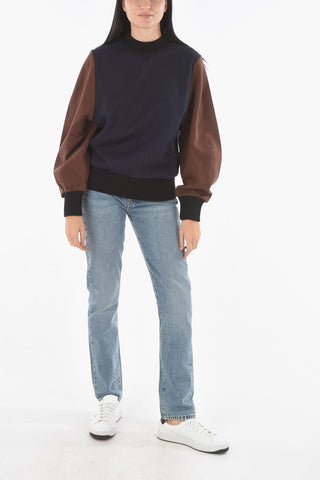 crew-neck two-tone sweatshirt