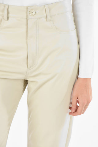 Pantaloni in Nappa a 5 Tasche con Passanti