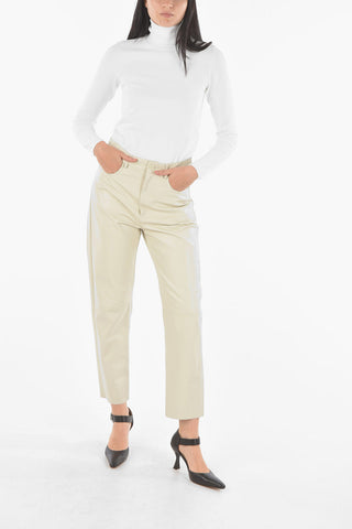 Pantaloni in Nappa a 5 Tasche con Passanti