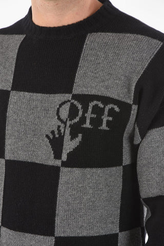 Checkered Crewneck Sweater with Logo