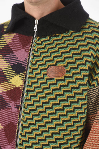 MISSONI Wool Blend Zip-up Sweater with Leather Logo
