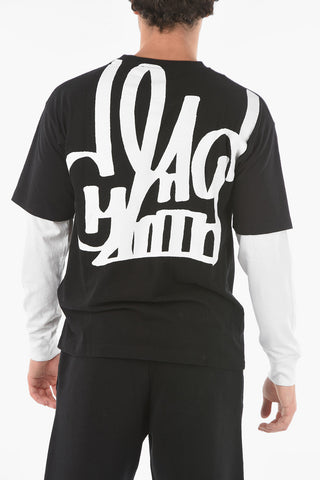 KATSU T-shirt con Maniche a Doppio Strato e Stampa Frontale