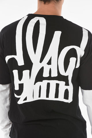 KATSU T-shirt con Maniche a Doppio Strato e Stampa Frontale
