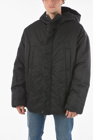 Tech Fabric Padded Parka With Hood And Side Zips