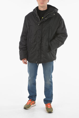 Tech Fabric Padded Parka With Hood And Side Zips