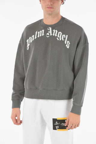 Crewneck CURVED Sweatshirt with Lettering Logo Print