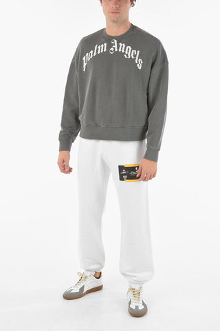 Crewneck CURVED Sweatshirt with Lettering Logo Print
