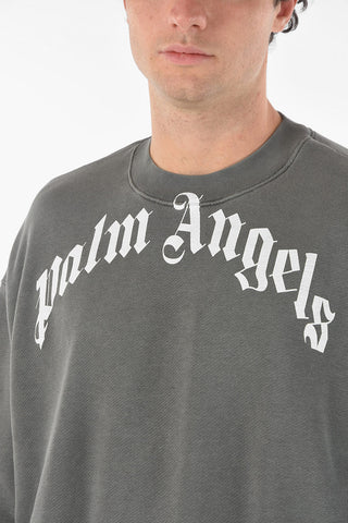 Crewneck CURVED Sweatshirt with Lettering Logo Print
