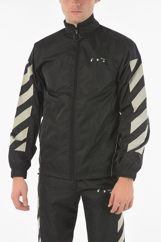 Nylon DIAGONAL Track Jacket with Patches on Sleeves