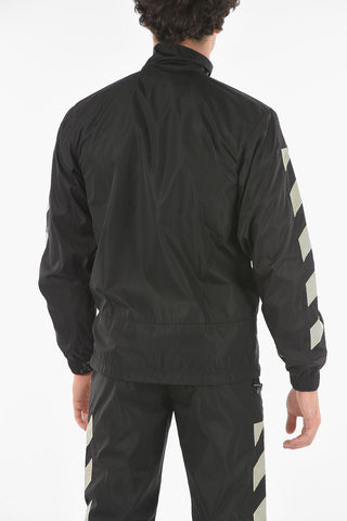 Nylon DIAGONAL Track Jacket with Patches on Sleeves
