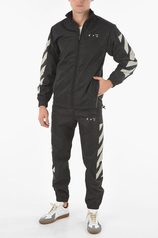 Nylon DIAGONAL Track Jacket with Patches on Sleeves