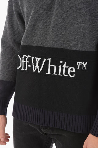 Maglia girocollo COLOR BLOCK in Misto Lana con Logo in Lettering